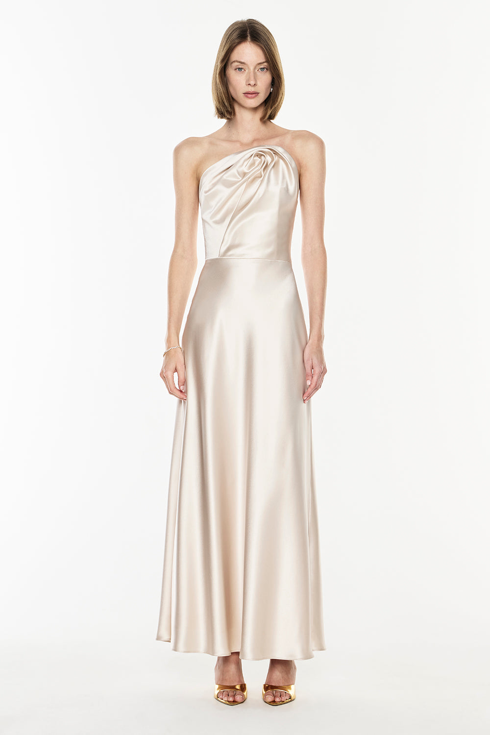 Image of Dresses. Productname: Show Me Love Strapless Gown in Champagne colour by brand - Manning Cartell