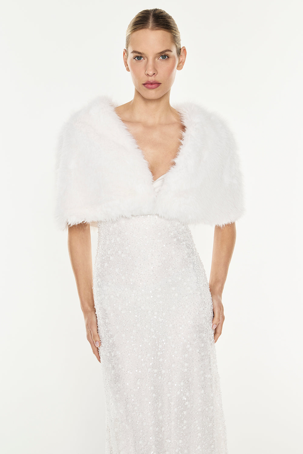 Faux Fur Capelet (White)