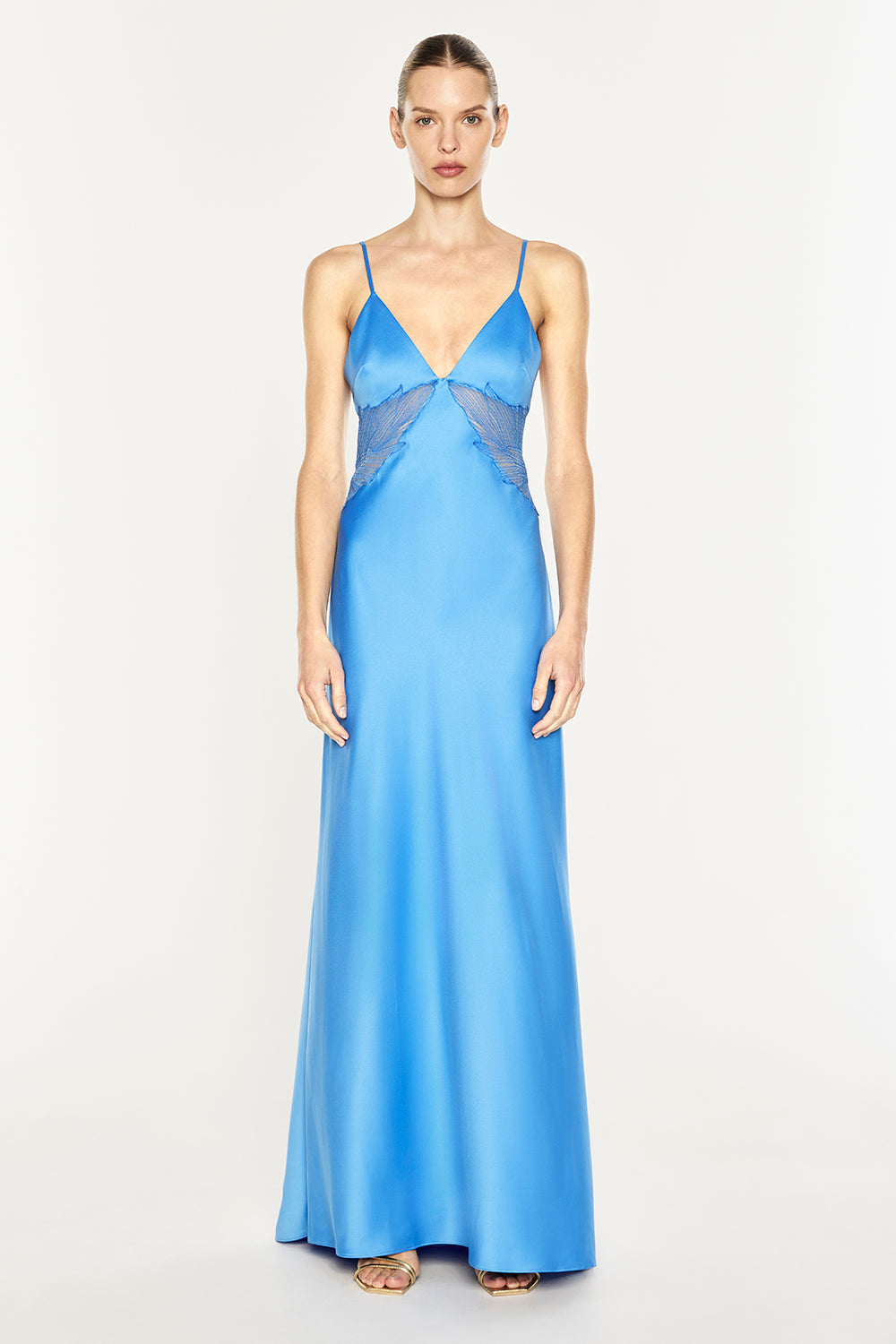 Image of Dresses. Product name - Deco Dream Slip Dress in Azure Blue colour by brand - MANNING CARTELL