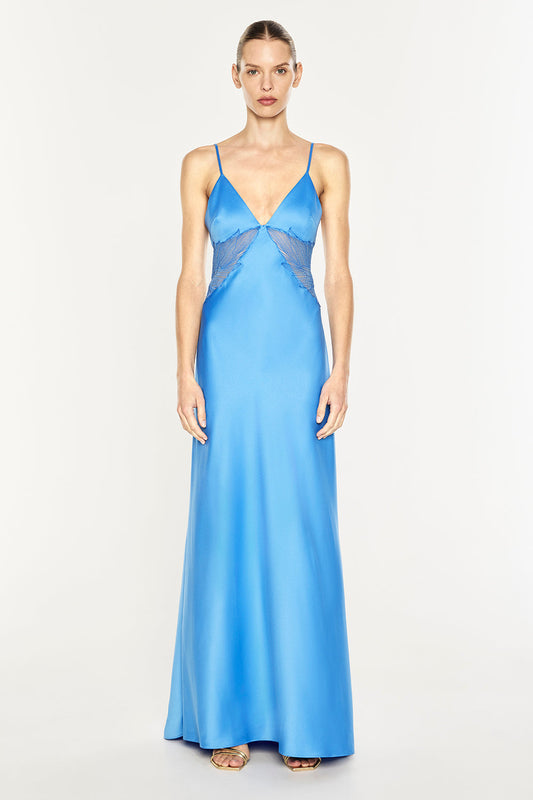 Image of Dresses. Product name - Deco Dream Slip Dress in Azure Blue colour by brand - MANNING CARTELL