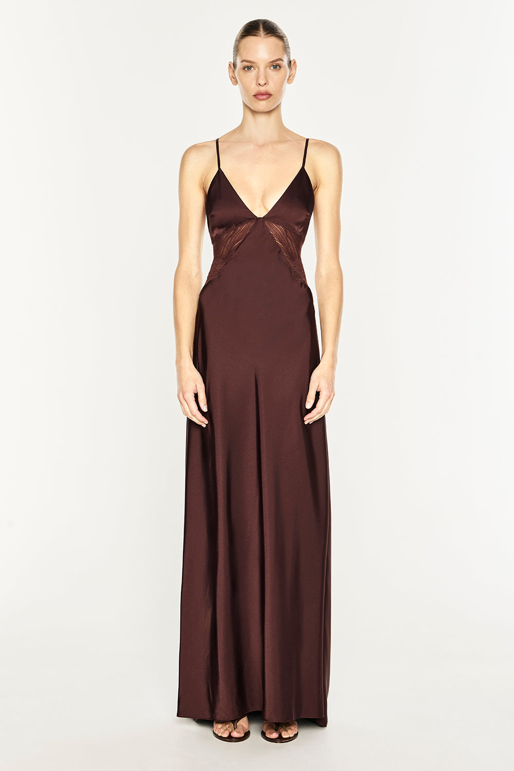 Image of Dresses. Product name - Deco Dream Slip Dress in Cocoa Brown colour by brand - MANNING CARTELL