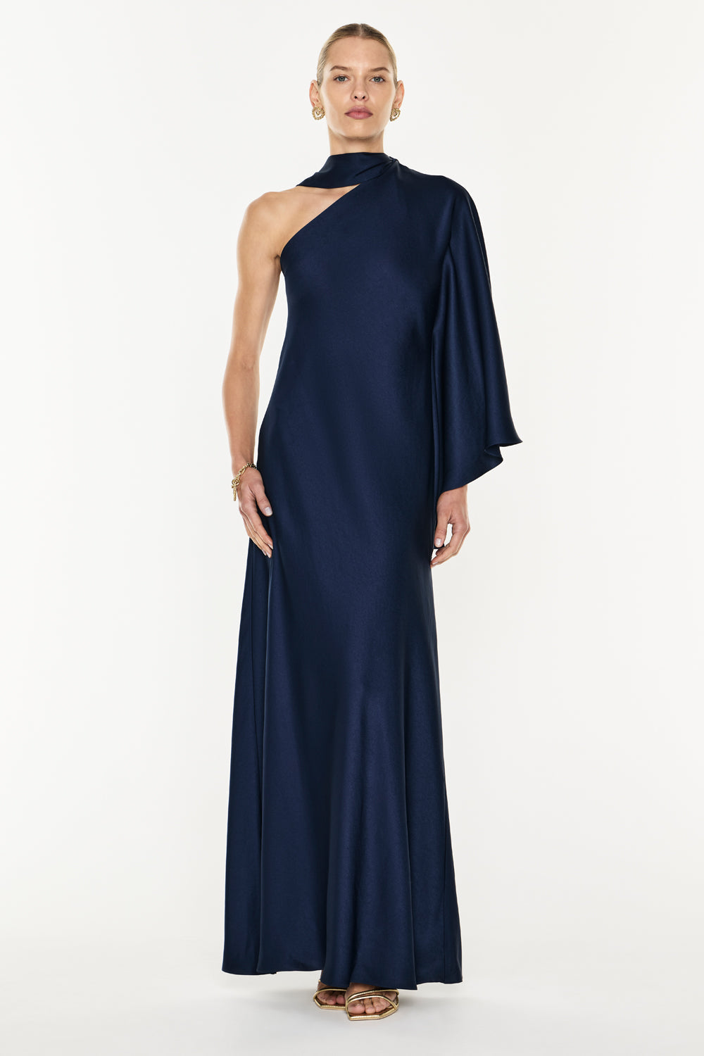 Twilights Kiss One Shoulder Gown (Midnight Navy)