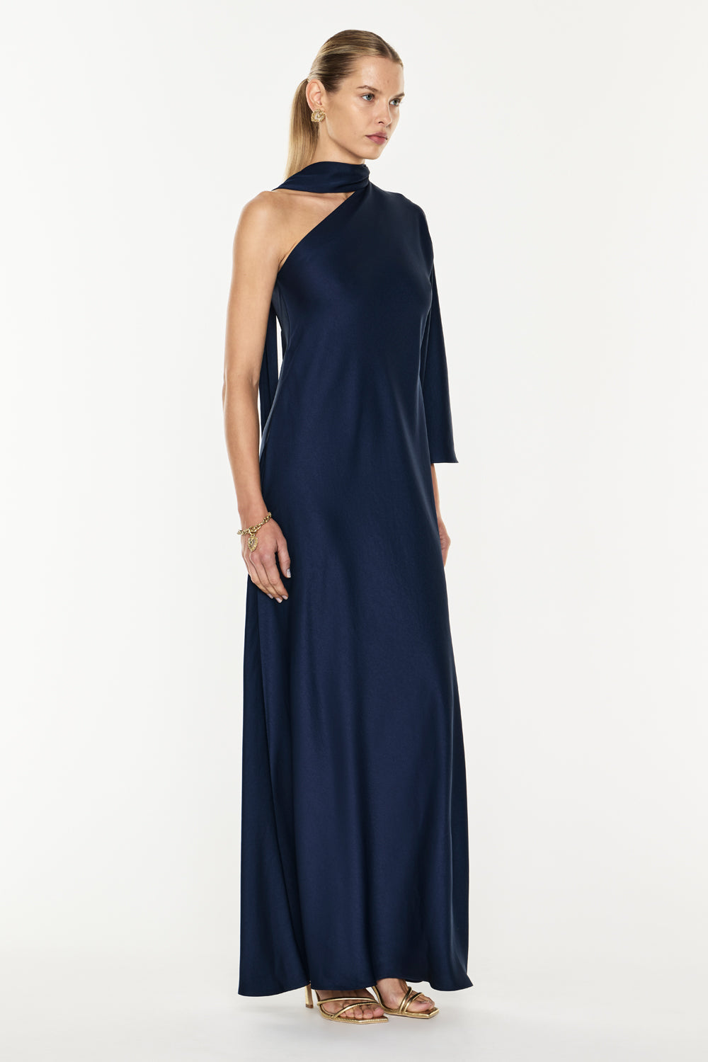 Twilights Kiss One Shoulder Gown (Midnight Navy)