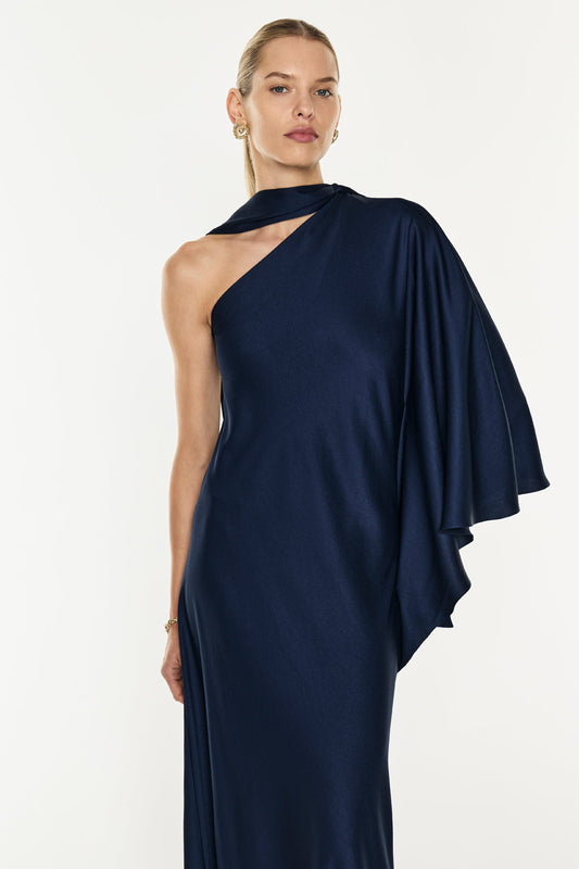 Twilights Kiss One Shoulder Gown (Midnight Navy)