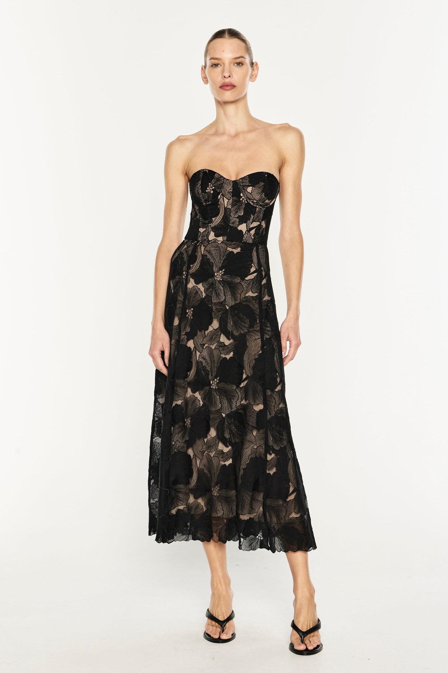 Sheer Force Strapless Dress (Black)