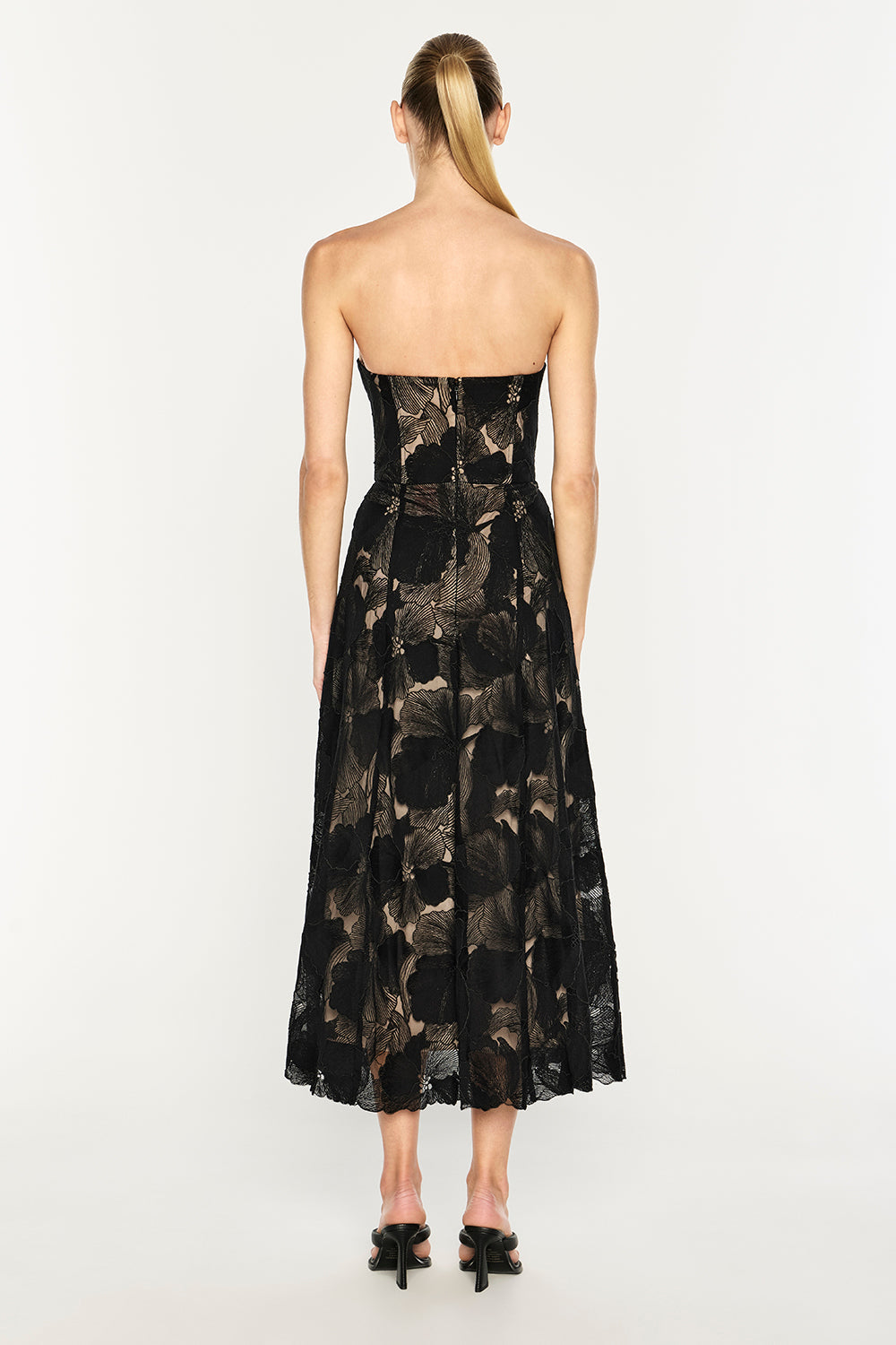 Sheer Force Strapless Dress (Black)