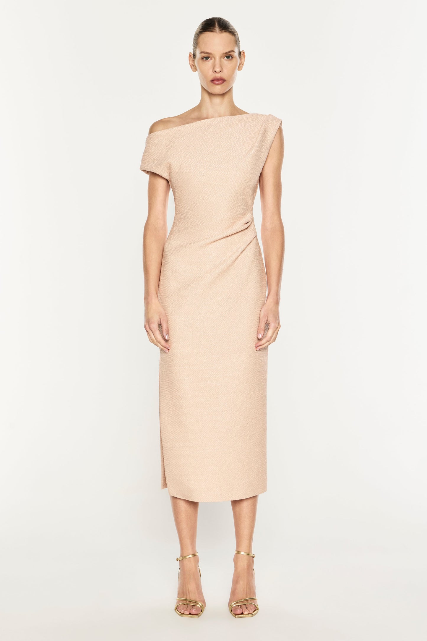 Image of Dresses. Product name - Pastel Dream Midi Dress in Blush colour by brand - MANNING CARTELL