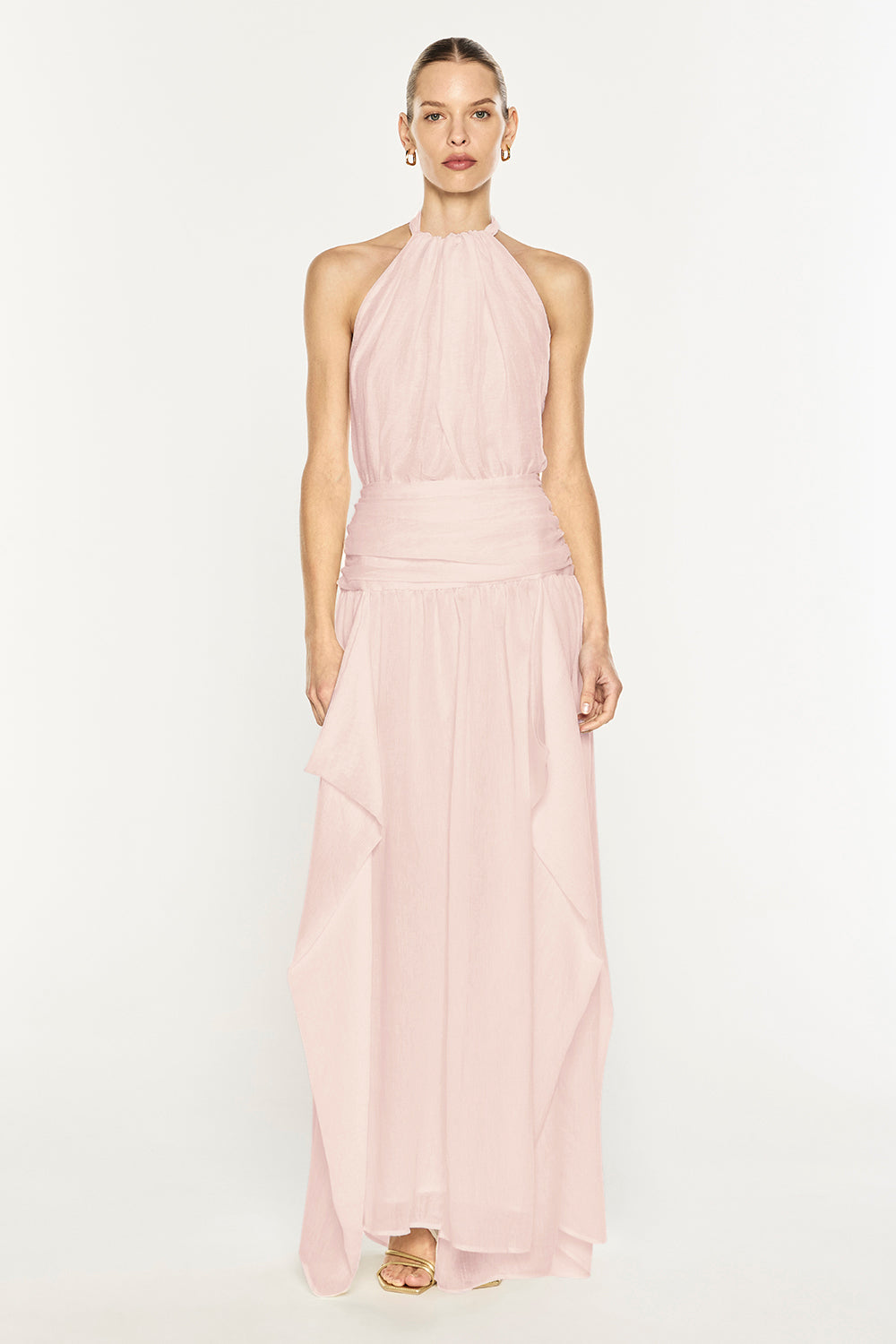 Untamed Allure Halter Dress (Pastel Pink)