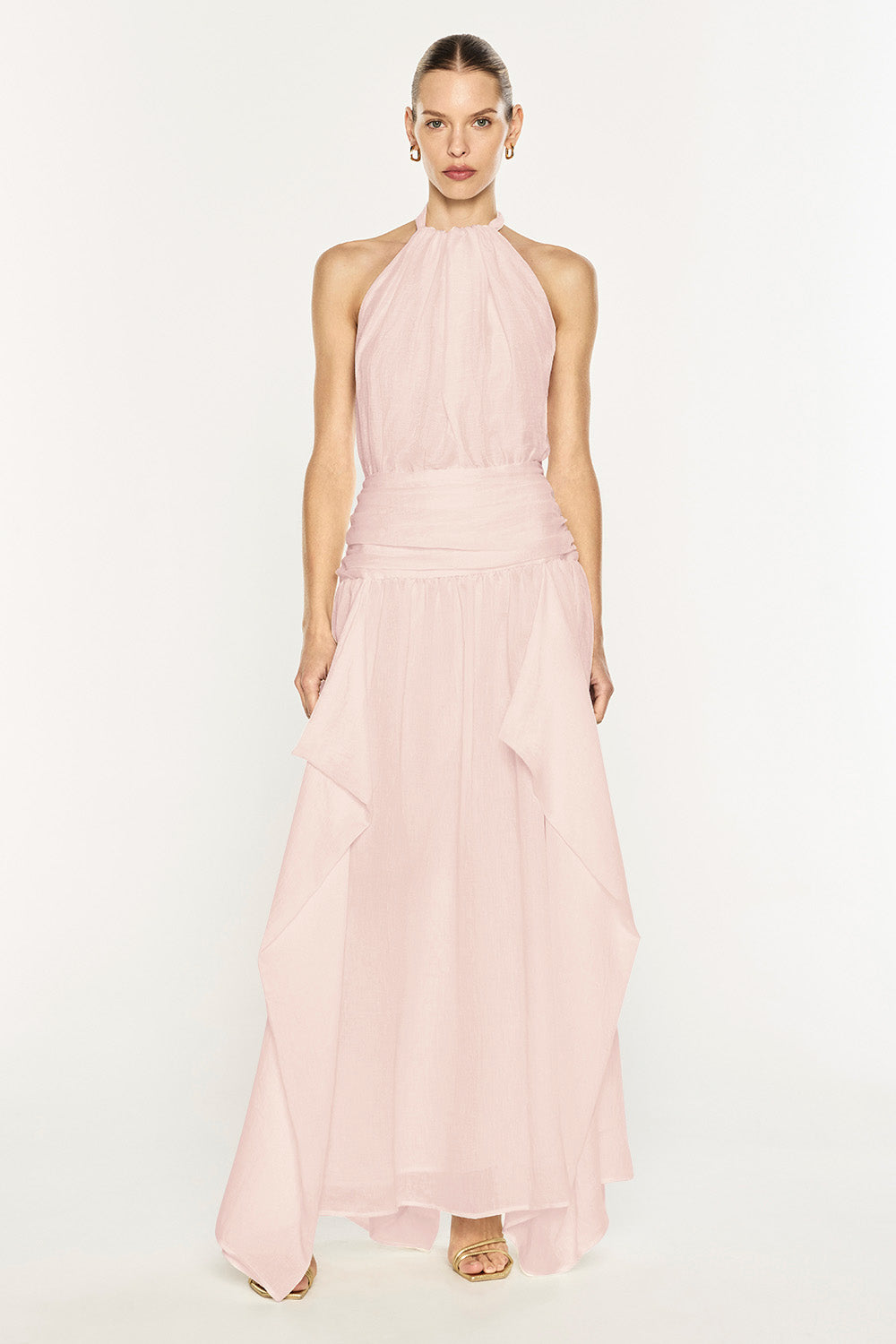 Image of Dresses. Product name - Untamed Allure Halter Dress in Pastel Pink colour by brand - MANNING CARTELL