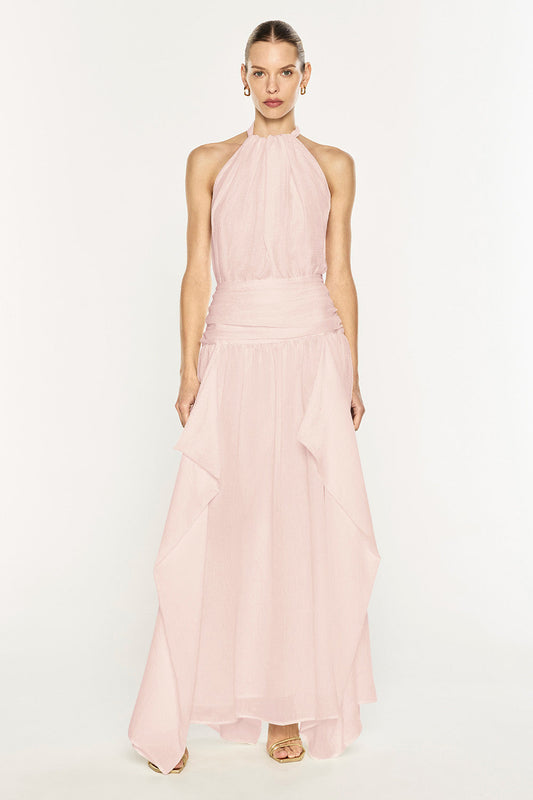 Image of Dresses. Product name - Untamed Allure Halter Dress in Pastel Pink colour by brand - MANNING CARTELL