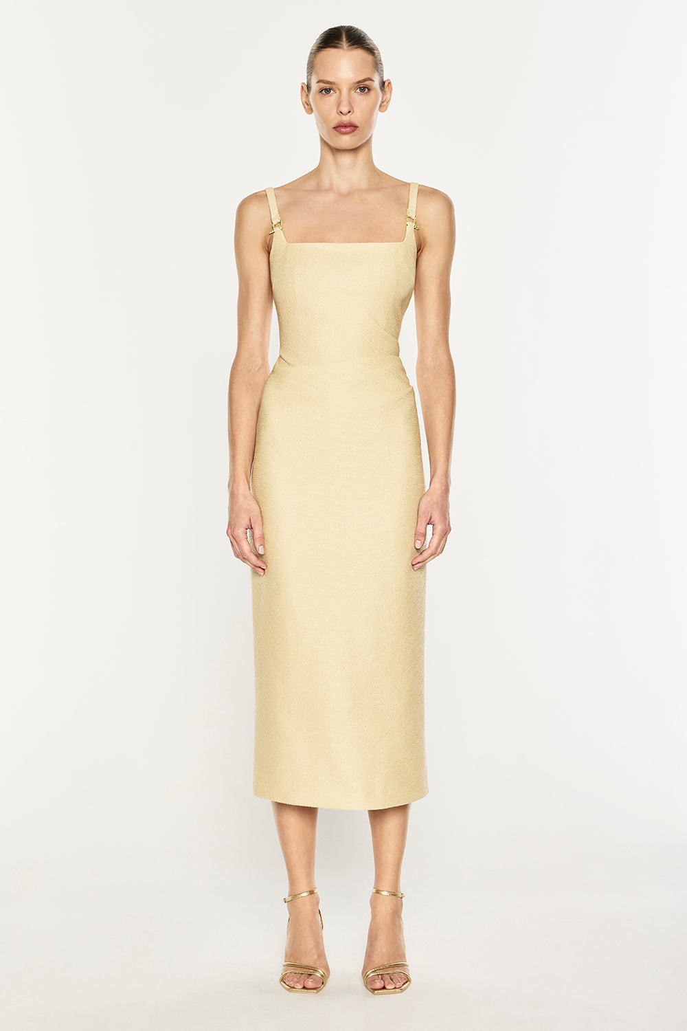 Image of Dresses. Product name - Puzzle Sky Midi Dress in Almond colour by brand - MANNING CARTELL