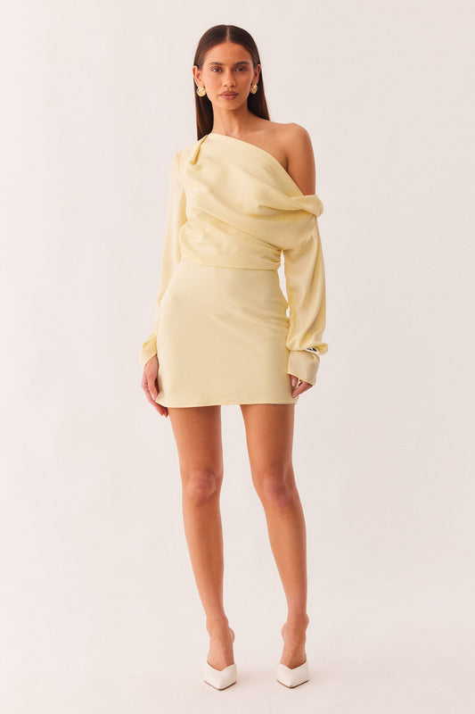 Image of Dresses. Productname: SNDYS CALISSA LONG SLEEVE MINI DRESS in Limoncello colour by brand - SNDYS