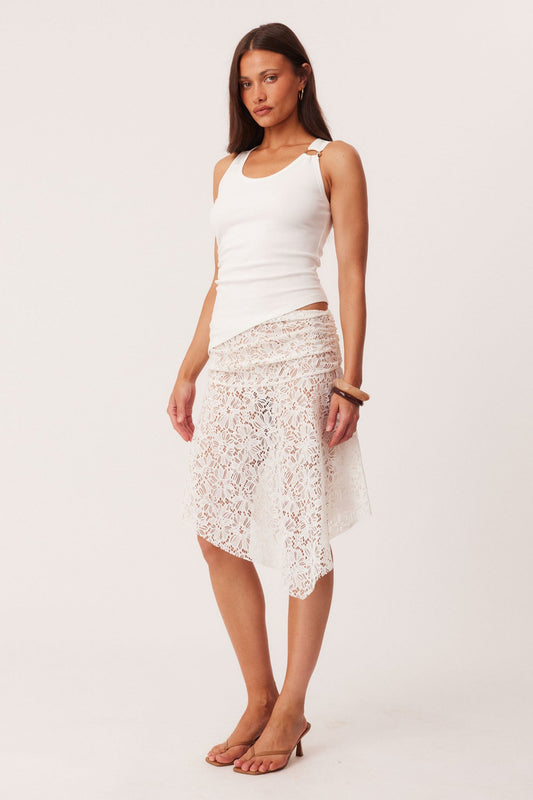 SNDYS LILU MIDI SKIRT (White)