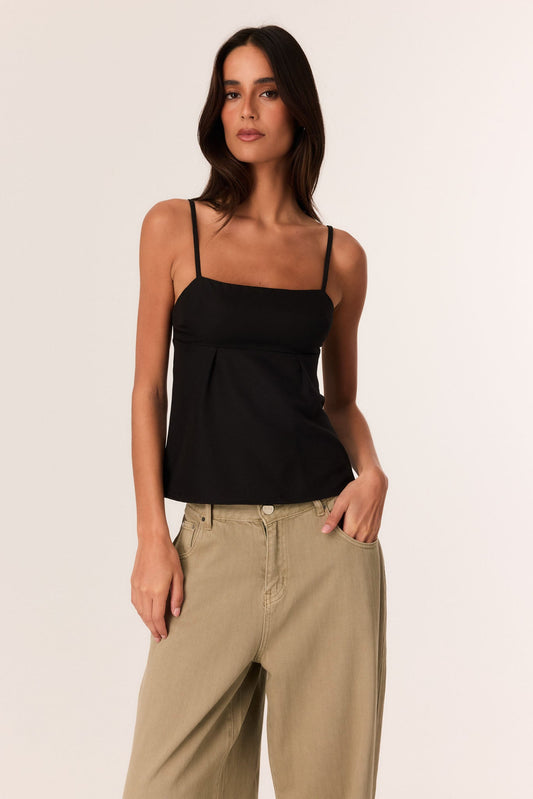 Image of a model wearing Tops. Productname: SNDYS PRESTON TOP in Black colour by brand - SNDYS