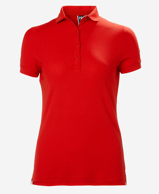 Image of a model wearing Tops. Product name - W CREWLINE POLO, Alert Red in Alert Red colour by brand - Helly Hansen