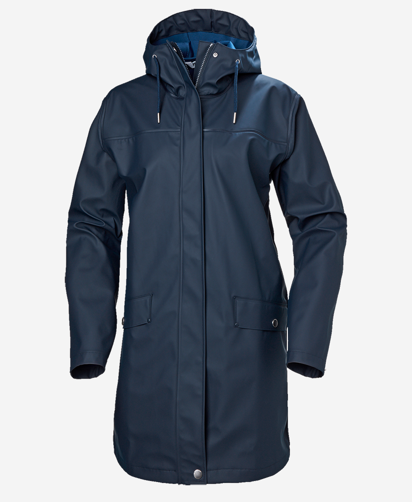 Image of Coats & Jackets. Product name - W MOSS RAIN COAT, Navy in Navy colour by brand - Helly Hansen