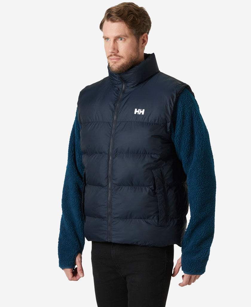Image of a model wearing Outerwear. Product name - ACTIVE PUFFY VEST, Navy in Navy colour by brand - Helly Hansen