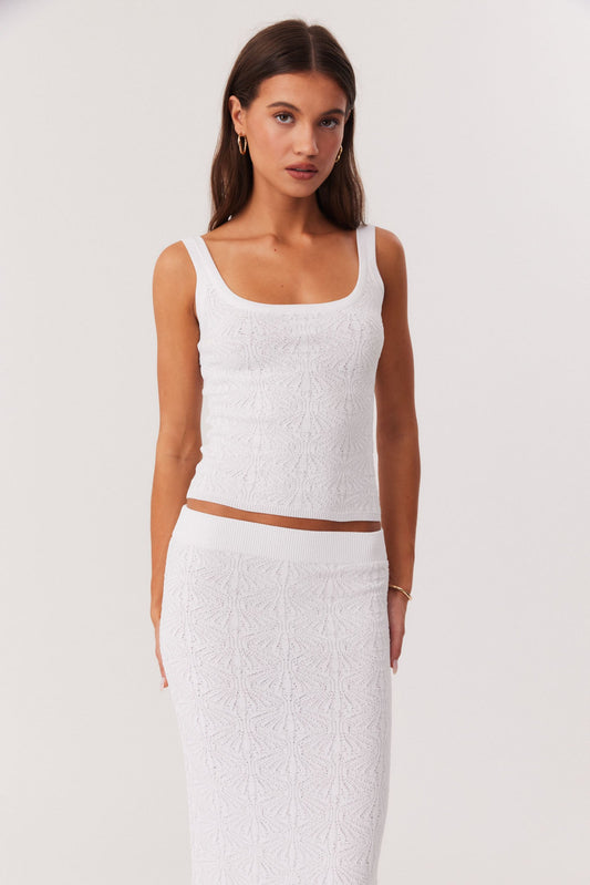 Image of a model wearing Tops. Productname: SNDYS JOSEFINA TOP in White colour by brand - SNDYS