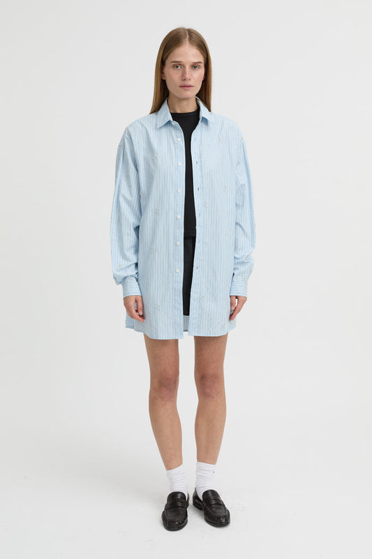 Image of Shirts. Product name - Nyra Shirt Blue in Blue colour by brand - Blanca Studio