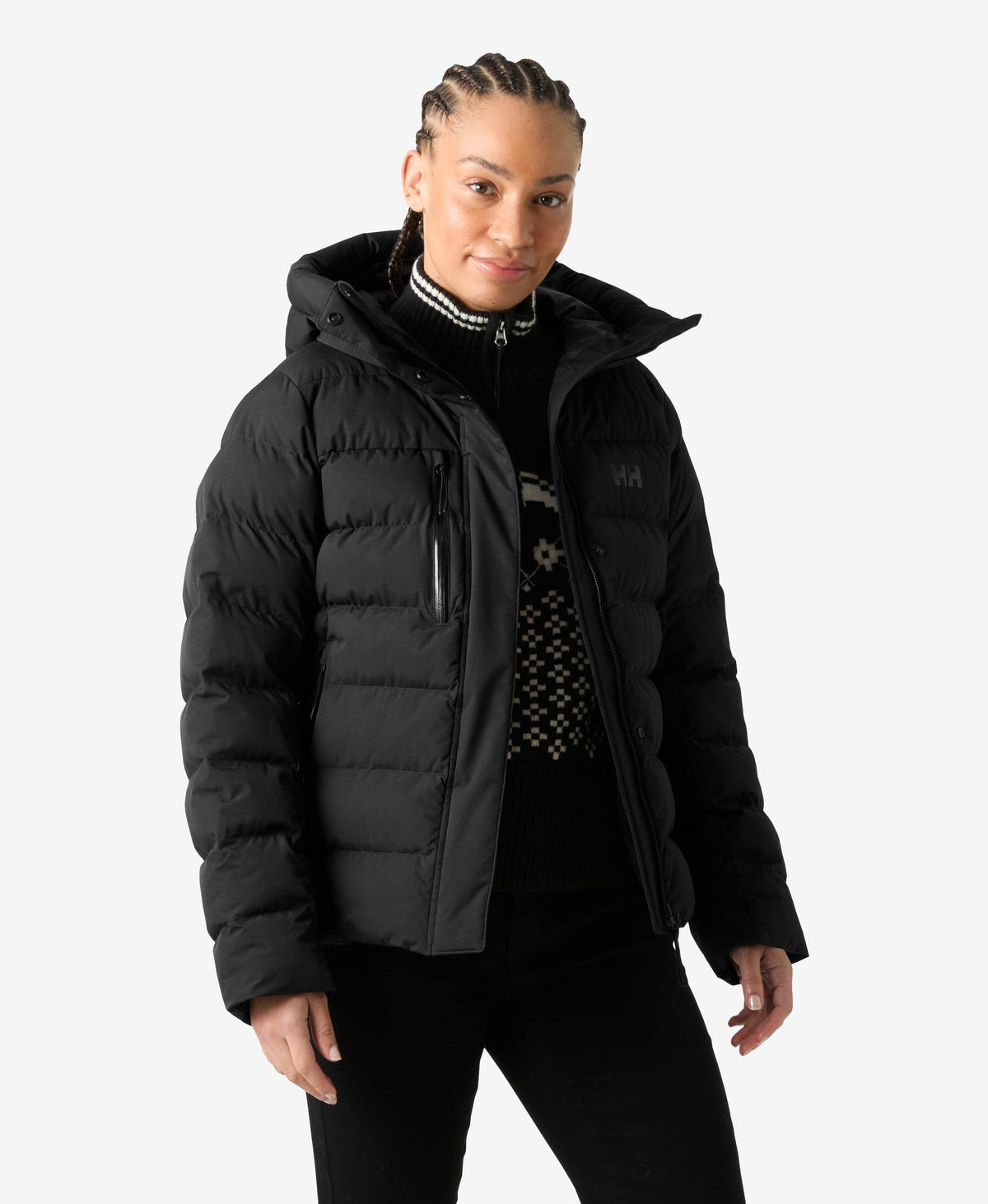 Image of Coats & Jackets. Product name - W ADORE PUFFY JACKET, Black in Black colour by brand - Helly Hansen