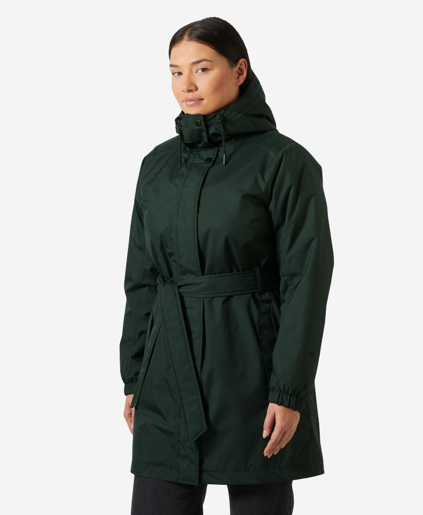 Image of Coats & Jackets. Product name - W HH CLASSIC INS TRENCH, Dark Jungle in Dark Jungle colour by brand - Helly Hansen