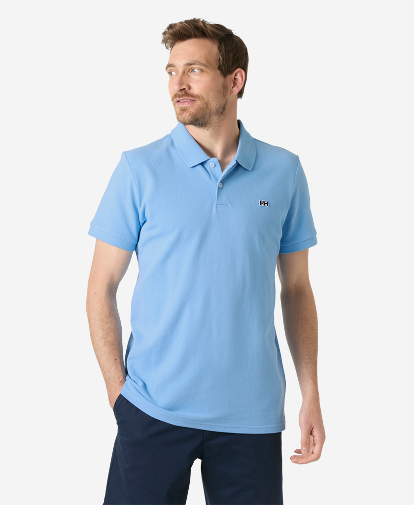 Image of a model wearing Tops. Product name - HUDSON POLO, Bright Blue in Bright Blue colour by brand - Helly Hansen