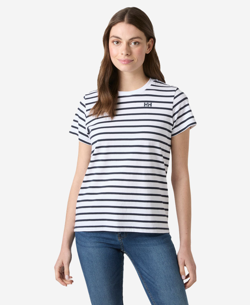 Image of T-Shirts. Product name - W CORE GRAPHIC T-SHIRT 2.0, White Lifestyle Stripe Yd in White Lifestyle Stripe Yd colour by brand - Helly Hansen