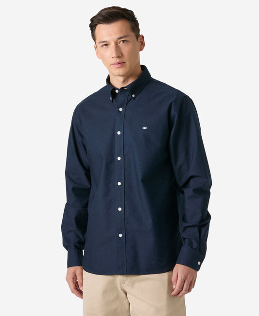 Image of Shirts. Product name - SHORE LS SHIRT, Navy in Navy colour by brand - Helly Hansen
