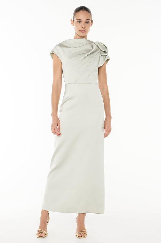 Image of Dresses. Productname: Grand Illusion Maxi Gown in SAGE GREEN colour by brand - Manning Cartell