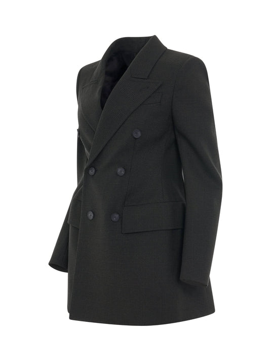 BALENCIAGA Double Breasted Hourglass Blazer (Khaki Black)