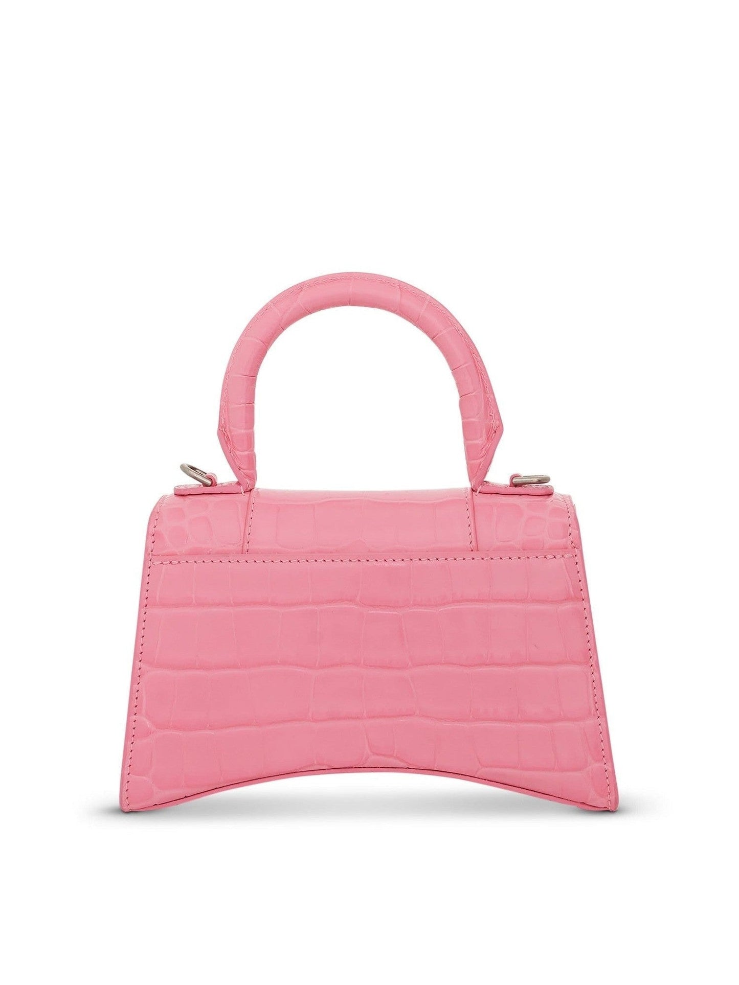 BALENCIAGA Hourglass XS Croco Embossed Bag (Pink)