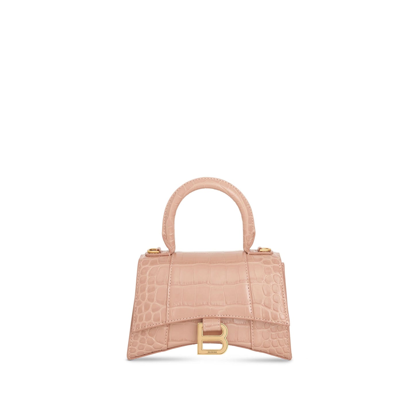 Image of Bags. Productname: BALENCIAGA Hourglass XS Croco Embossed Bag in Beige colour by brand - BALENCIAGA