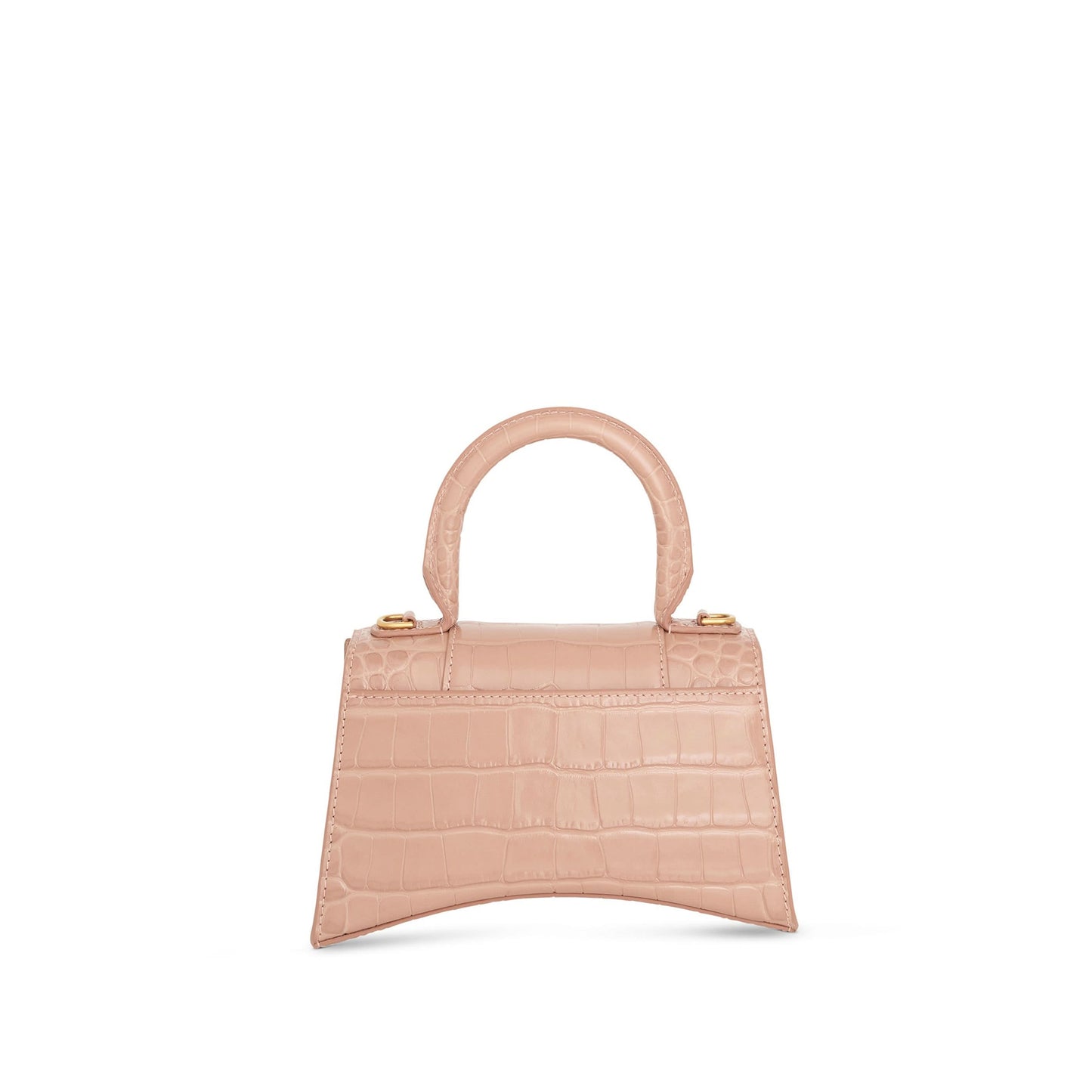 BALENCIAGA Hourglass XS Croco Embossed Bag (Beige)