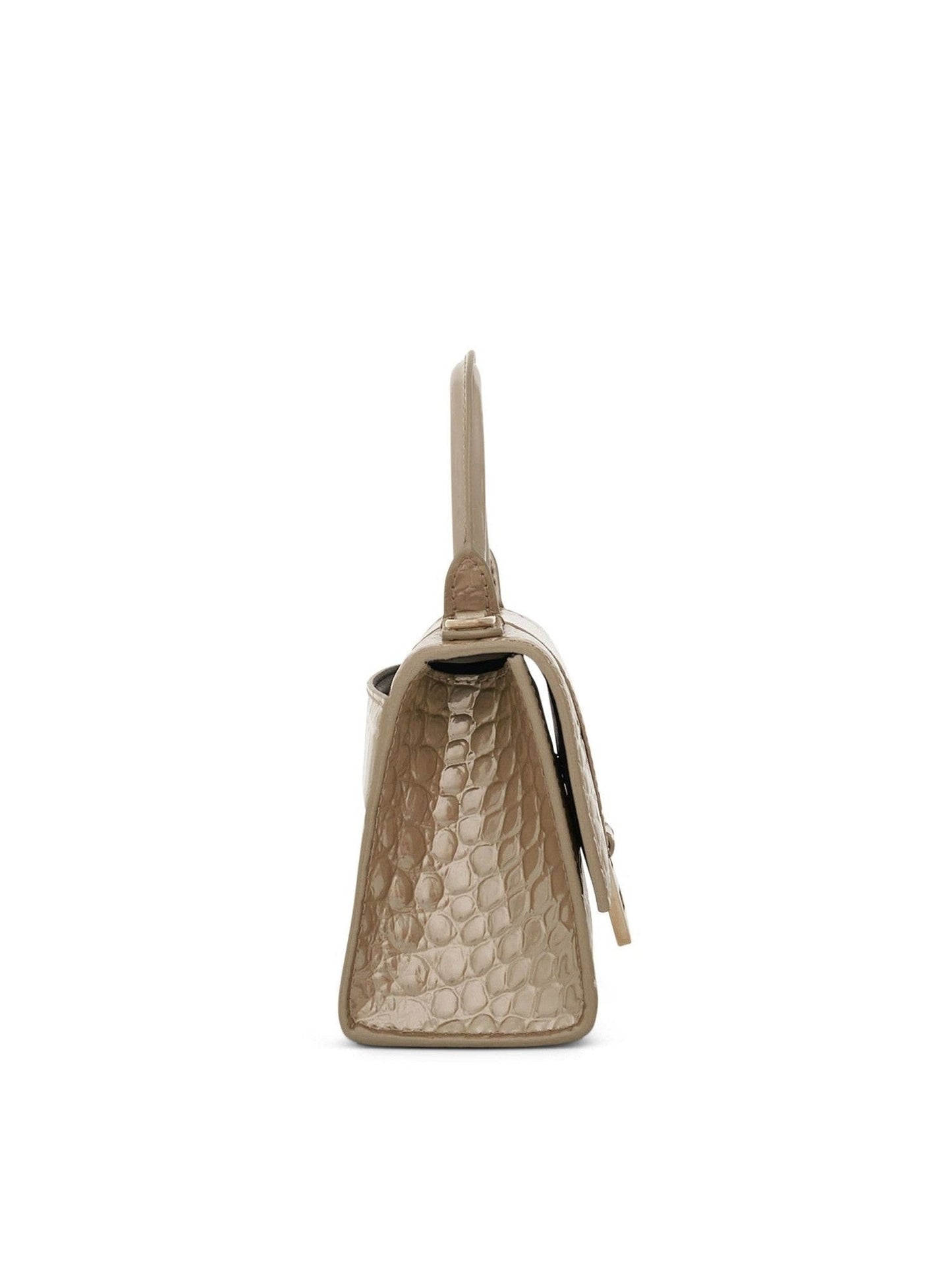 BALENCIAGA Hourglass XS Metallized Croco Embossed Bag (Gold)