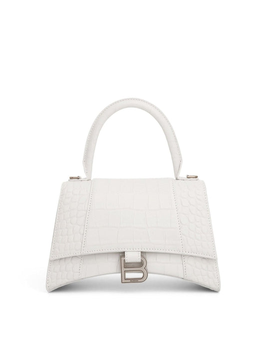 Image of Bags. Productname: BALENCIAGA Hourglass Small Croco Embossed Bag in WHITE colour by brand - BALENCIAGA