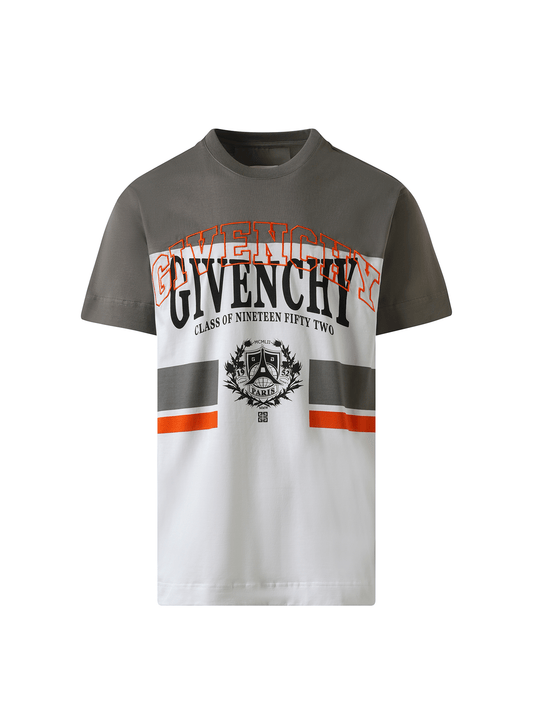 GIVENCHY College Print Stripes Logo T-Shirt (Grey)