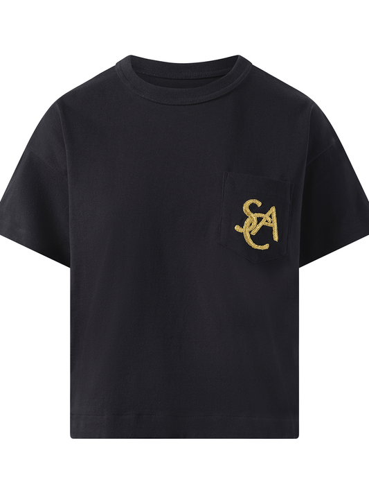 SACAI Emblem Cotton Jersey T-Shirt (Navy)