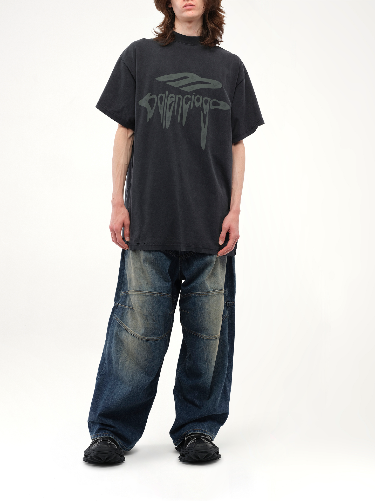 BALENCIAGA Liquified 3B Oversized T-Shirt (Black)