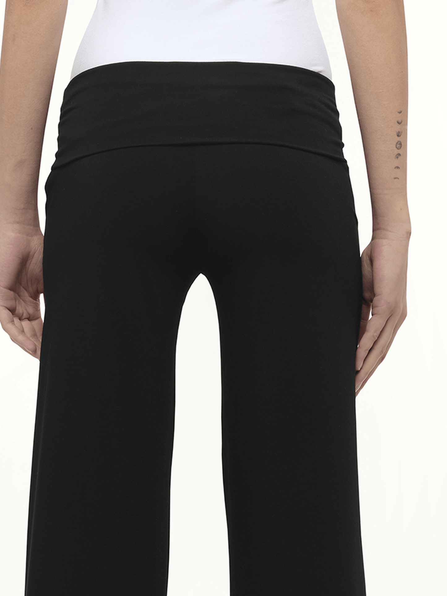 FAX COPY EXPRESS Afternoon Stretch Series Folded High Waisted Pants (Black)
