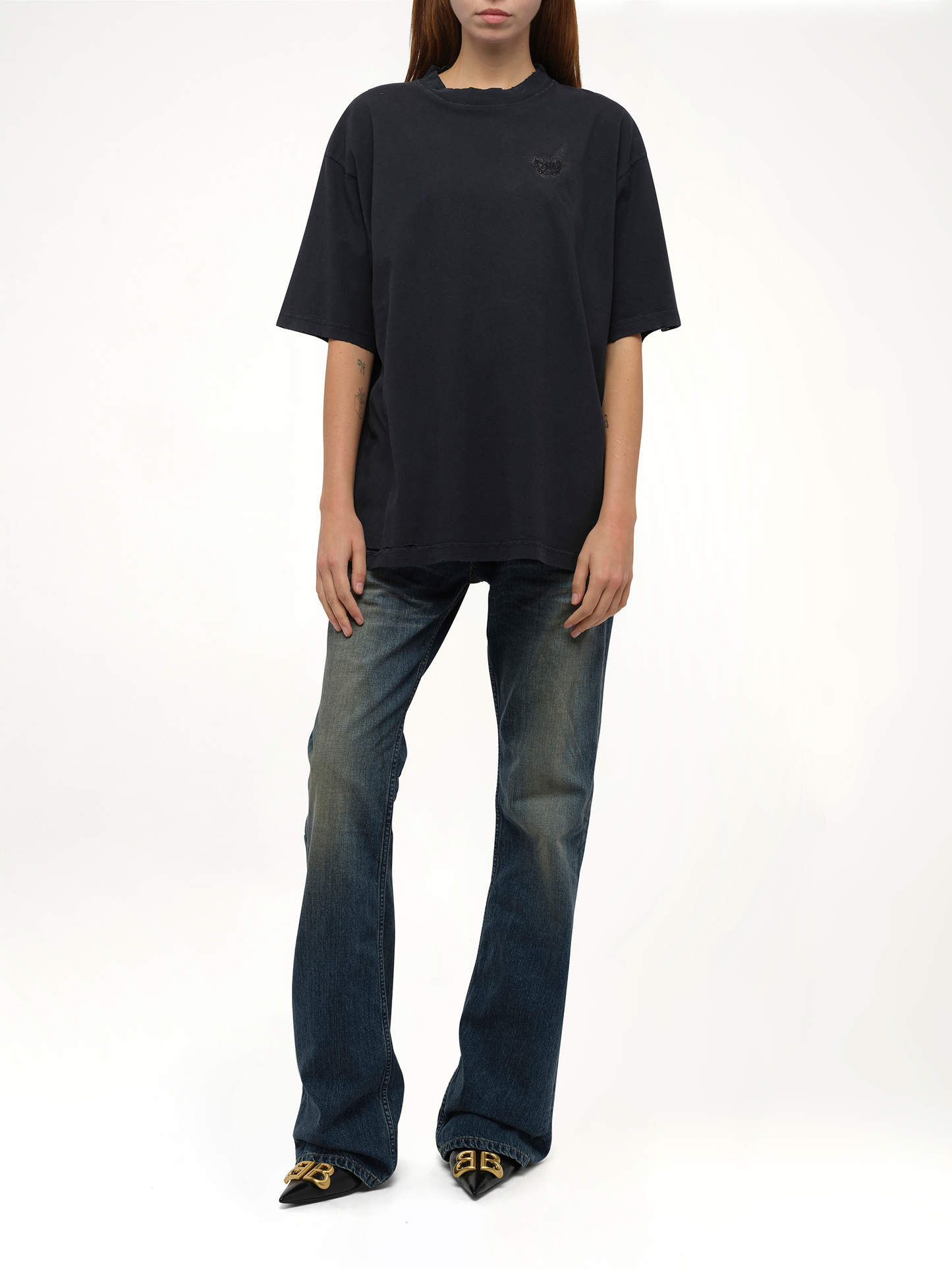 BALENCIAGA Nail Polish Medium Fit T-Shirt (Black)