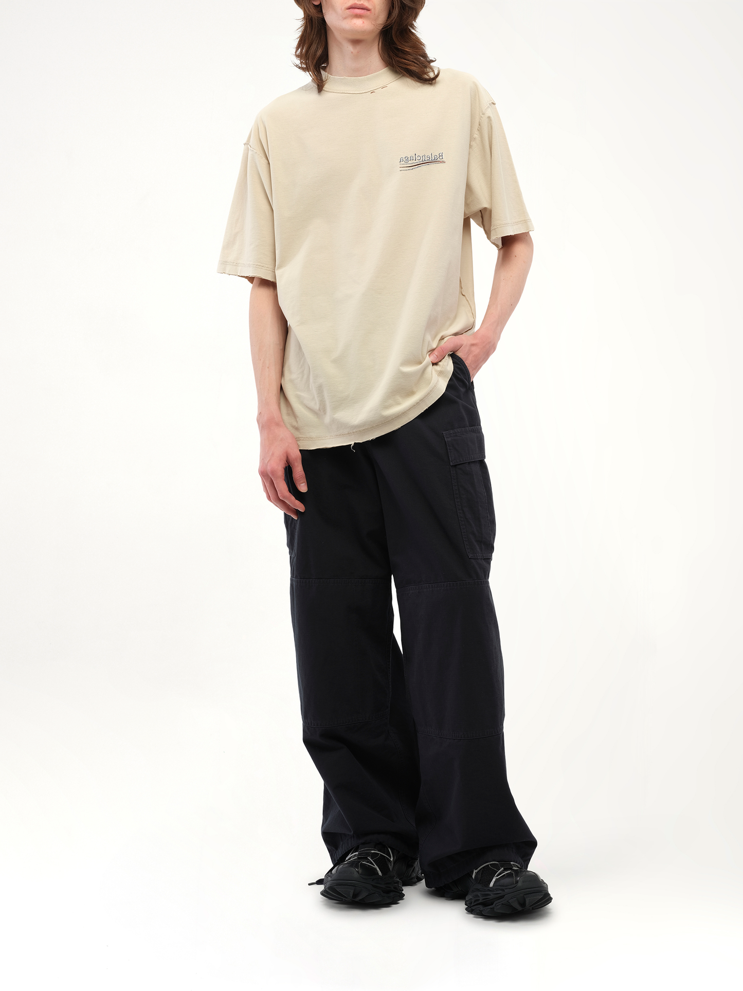 BALENCIAGA Political Inside-Out Large T-Shirt (Beige)