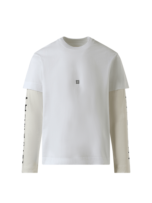 GIVENCHY Multi Layer Jersey Long Sleeve T-Shirt (White)