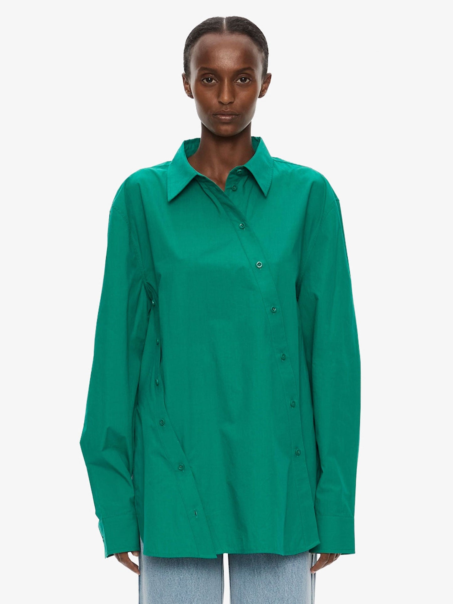 Image of Clothing Tops. Product name - Swirl Shirt in Malachite colour by brand - CHRISTOPHER ESBER