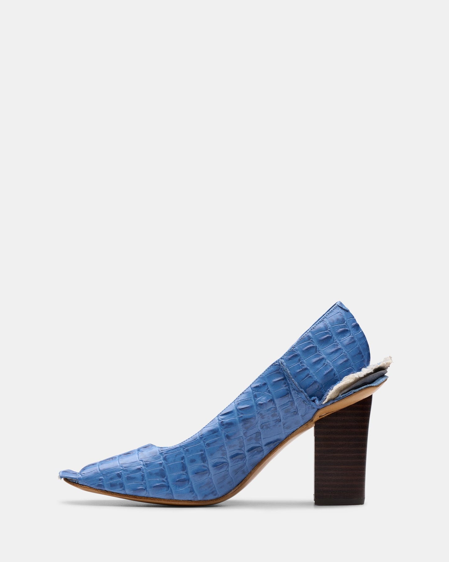 Cur Heel W Blue Leather
