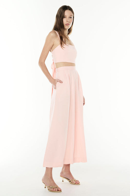 Image of a model wearing Pants. Productname: The Sweet Life Culotte in PALE PINK colour by brand - Manning Cartell