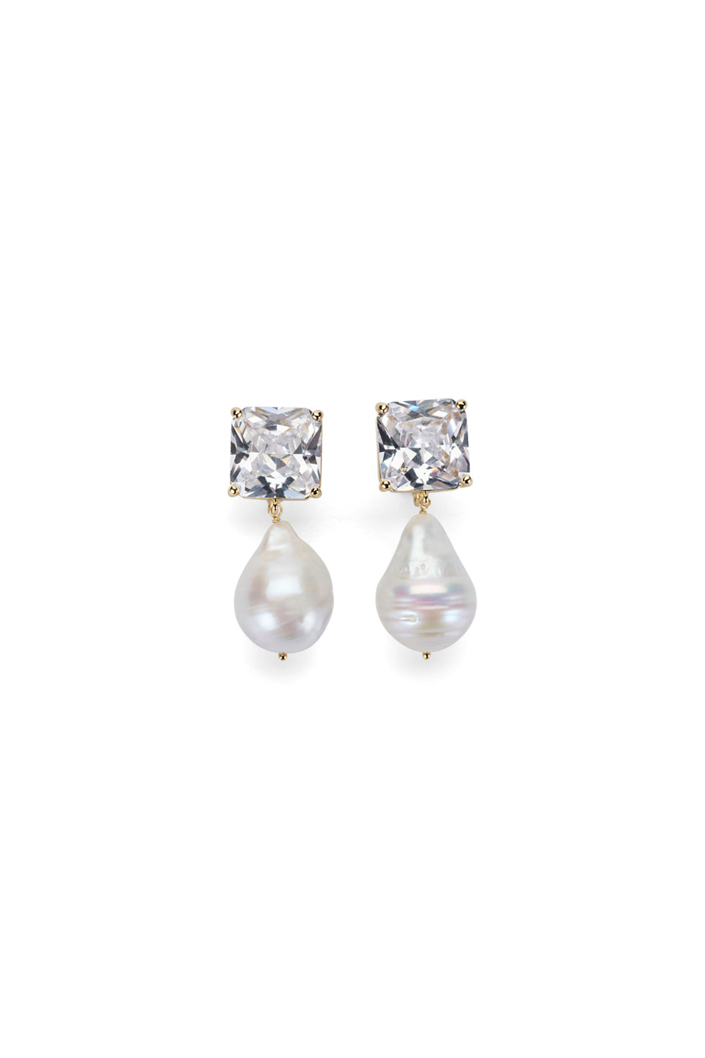 Diamante Pearl Small Earrings (Gold)