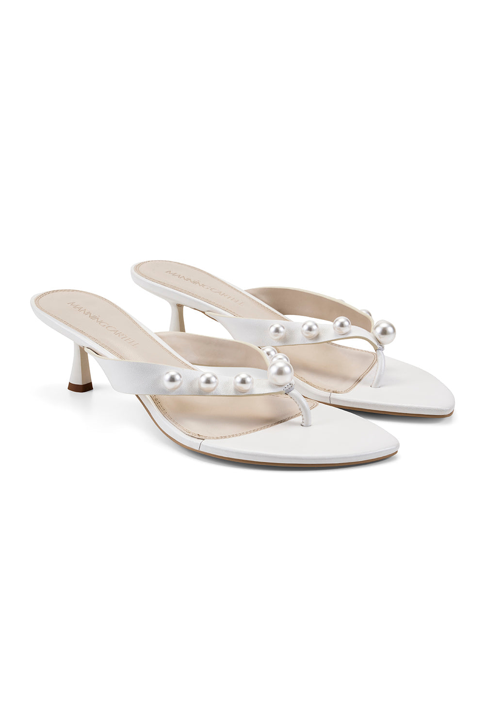 Image of Shoes. Product name - Pearl Kitten Heel in White colour by brand - MANNING CARTELL