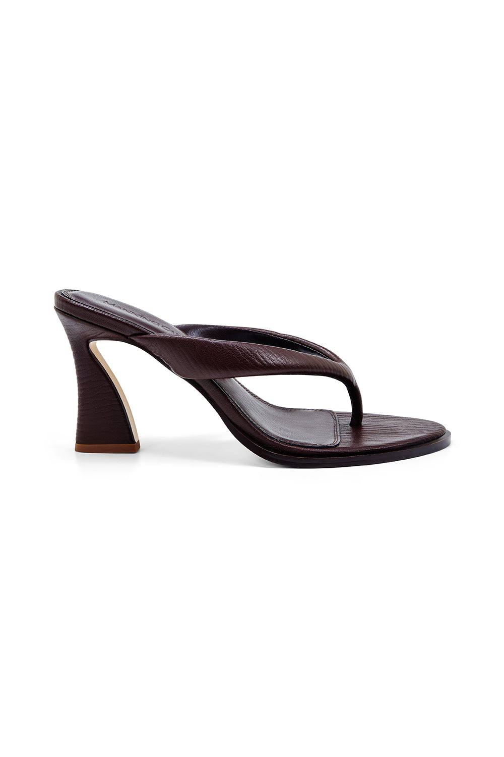 Image of Shoes. Product name - Fine Finisher Thong Heel in Chocolate colour by brand - MANNING CARTELL