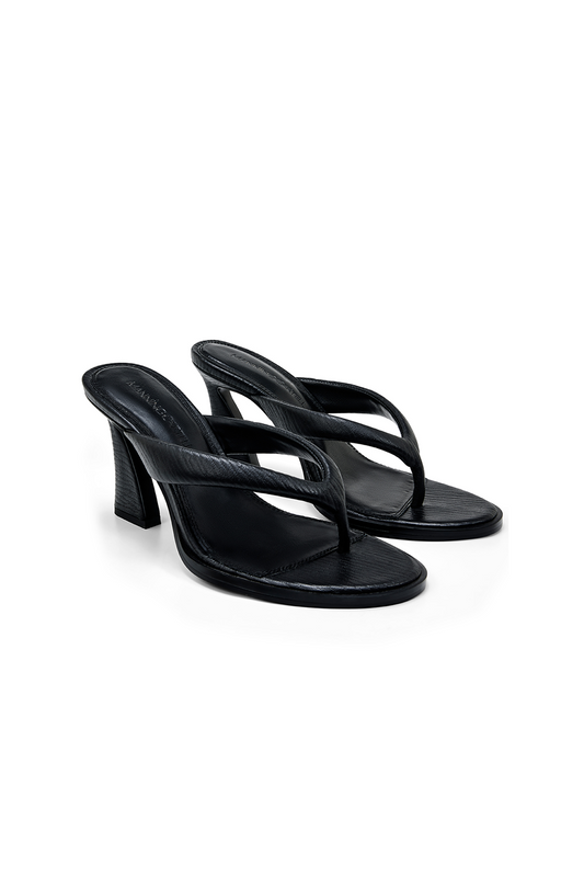 Image of Shoes. Product name - Fine Finisher Thong Heel in Black colour by brand - MANNING CARTELL