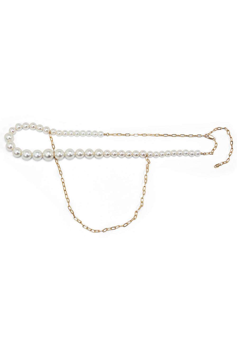 Image of Belts. Product name - Pearl Chain Belt in Pearl White colour by brand - MANNING CARTELL